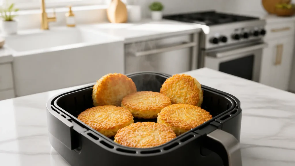 Crispy Frozen Hash Brown Patties in the Air Fryer