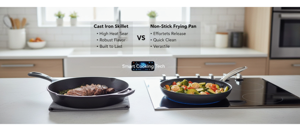 cast iron skillet vs non-stick frying pan