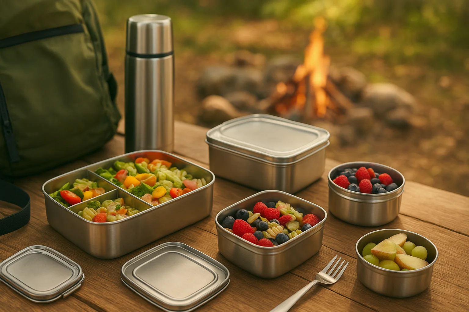 Stainless Steel Food Storage Containers for Camping and Travel