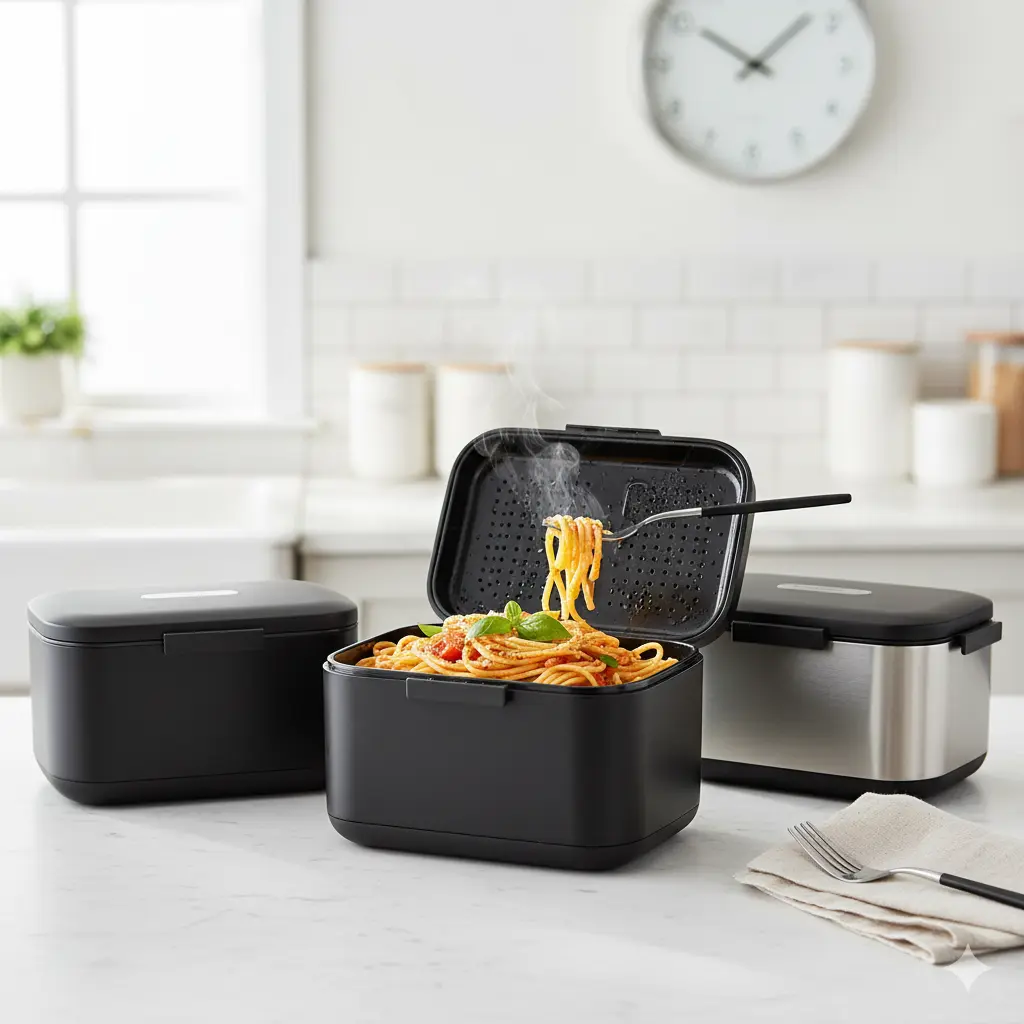 electric lunch box food heater electric lunch box food heater comparison showing cordless and corded models with hot meal