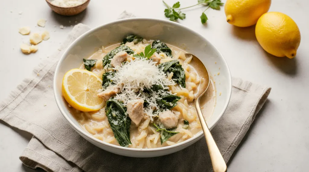 Creamy lemon chicken orzo recipe