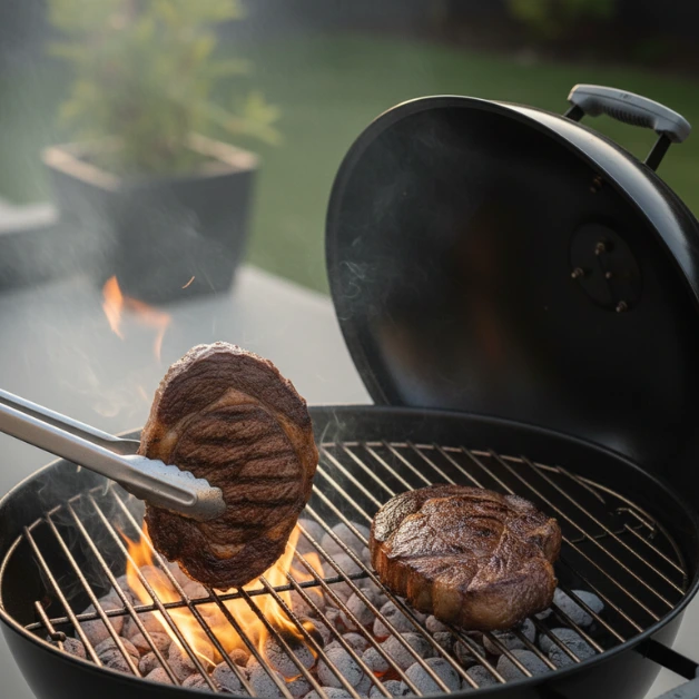 Finishing Sous Vide Ribeye on the Grill- Step 4 Managing Thick Steaks on the Grill Finishing Sous Vide Ribeye on the Grill- Step 4 Managing Thick Steaks on the Grill