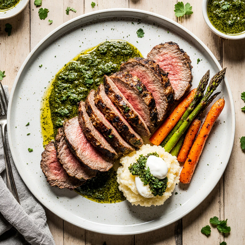 Sous Vide Flank Steak with Chimichurri Sauce