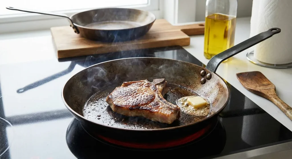 induction friendly cookware carbon steel skillet seasoned pan