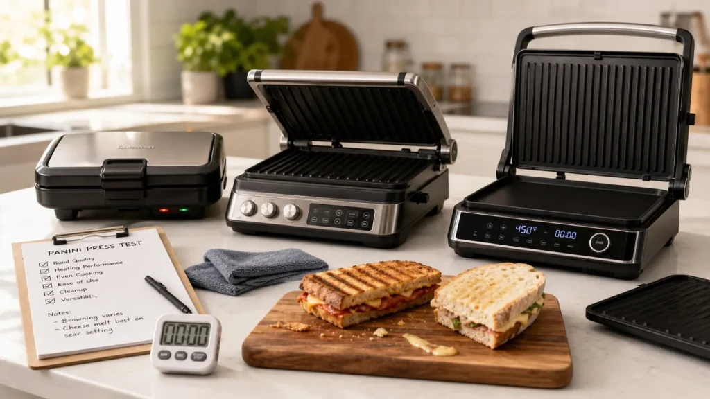 How we chose the Best Panini Presses Under $200 in a side-by-side kitchen testing setup