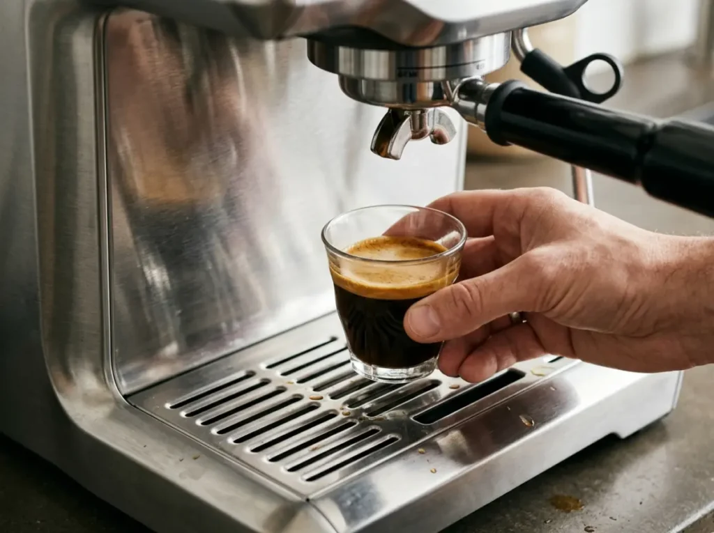 Breville Bambino Plus Espresso shot-in-glass