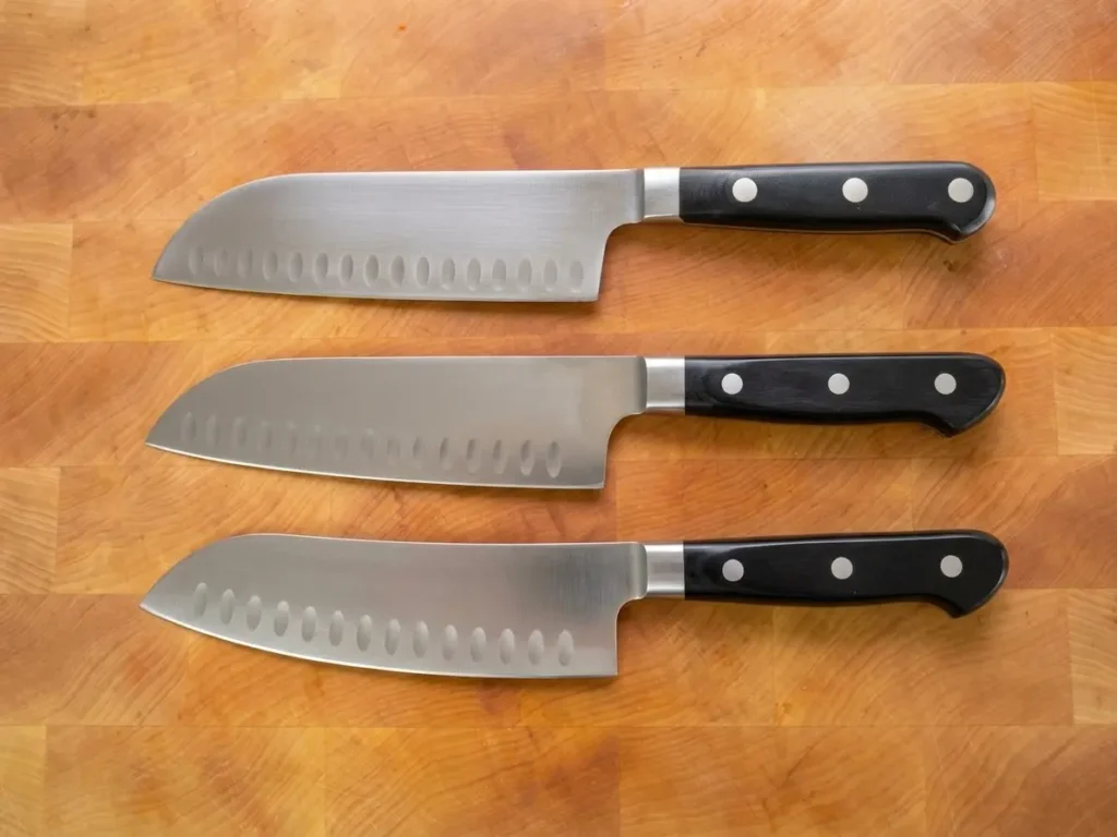 best Santoku Knives with slightly curved blades for smoother push-cut motion