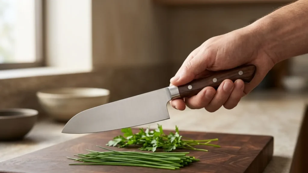 best Santoku Knives slim and light knife for easy control during prep
