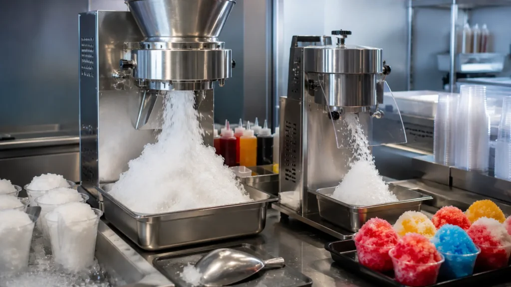 commercial-shaved-ice-machine-output-speed-measured