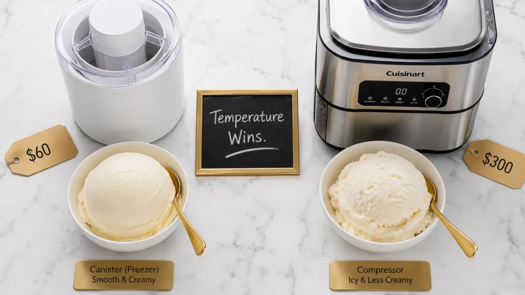 ice cream maker budget vs performance temperature