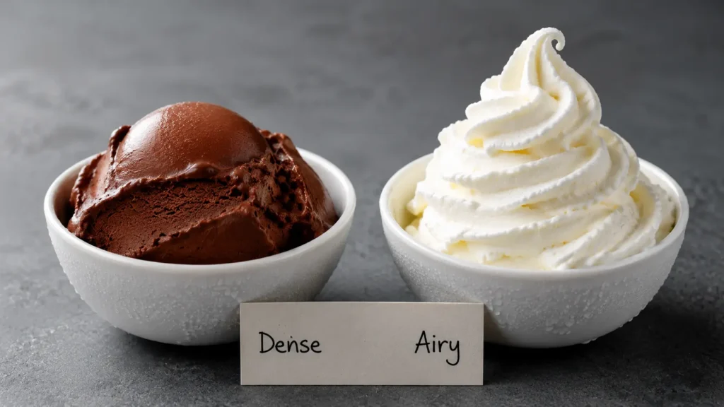 ice cream maker overrun dense vs airy texture